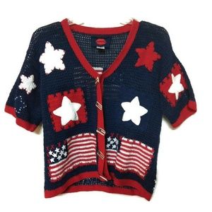 Amazing Patriotic Crocheted Cardigan Rare 🇺🇸